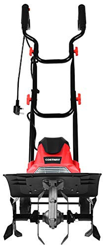 GYMAX 1200W Zappatrice Elettrica, Motocoltivatore con 16 Lame Dure, Ruote Pieghevoli, Manico Pieghevole, per Arieggiamento del Terreno