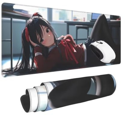 Gaming Mauspad XXL Fee Großes Mousepad 600 * 300mm rutschfeste Schreibtischunterlage Anime Mouse Pad mit Vernähte Kanten Verbessert Desk Mat Mauspad Groß Geschwindigkeit und Präzision für Gaming