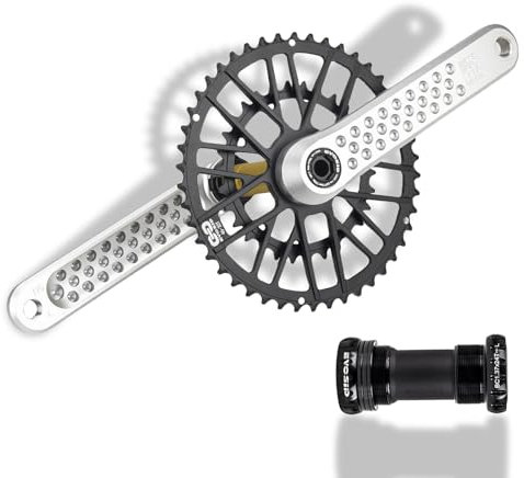 HZXQCVB 165/170/175 Mm Rennrad-Kurbelgarnitur Gravel Hohle Integrierte Kurbelarme Aluminium-Legierung Fahrradkurbeln Mit 46-30T/48-32T GXP Doppelkettenblatt Für 8-12 Gänge(175mm with BB,46-30T)