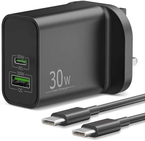 30W 2-Port Super Fast Charger for Samsung Galaxy S26 S25 S24 S23 Ultra 5G | Android Phone Charger USB C Plug + 2M Type C Cable for Samsung A56 A55 A54 A53 A36 A33 A25 A16 A15, Tablet Tab A9 S9 S8