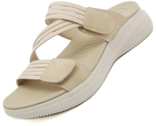 Ulicox Sandali Sportivi Donna Estivi Supporto Ortopedico Antiscivolo Camminata Pantofola Confortevole Aperta Scarpe Beige 37