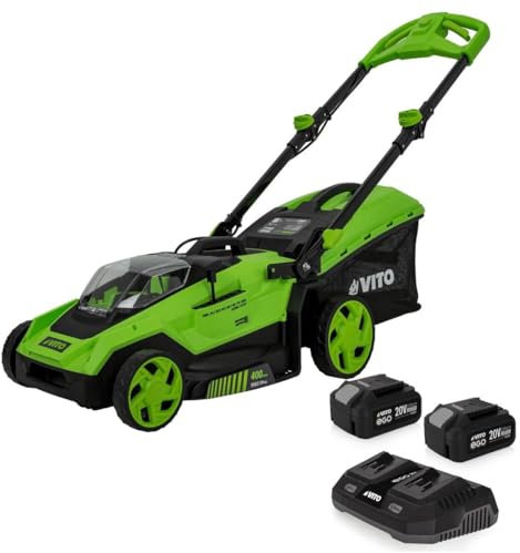 VITO - Tondeuse à Gazon 40V - 2 Batteries Lithium 3.0Ah Chargeur Double Moteur Brushless 600m2