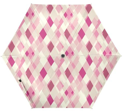 famyily Beauty Rhomboid Neutral Hot Pink Reise-Regenschirm, tragbar, automatisches Öffnen und Schließen, Golfschirm für den Außenbereich, 99,1 cm
