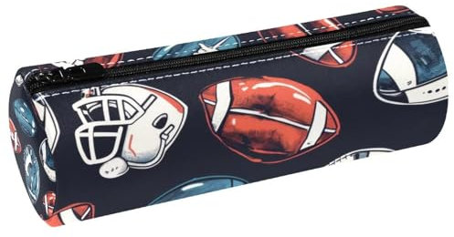 VAPOKF Federmäppchen mit Aufdruck American Football Helme, PU-Leder, Stiftetasche, Studenten, Schreibwaren, Organizer, Tasche, Make-up-Tasche für Damen, Mädchen, Jungen, Kinder, Schule, Bürobedarf