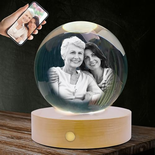 Personalized 3D Crystal Photo, Customized Laser Engraved Crystal Frame with Picture, Great Anniversary, Birthday, Christmas, Memorial Gifts for Women, Men, Dad, Mom (Small)