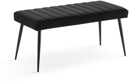 TUKAILAI Sitzbank Esszimmer 101cm mit Samt Dickes Sitz, Polsterbank mit Metallbeinen, Bettbank Garderobenbank Küchenbank, Esszimmerbank Garderobe Schlafzimmer Flur Möbel