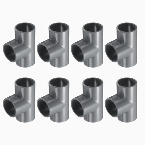 QUARKZMAN 8pz 3/4 Tee 3 Vie Raccordi per Tubi in PVC, Raccordo d'Angolo di Qualità per Mobili Fai da Te per Strutture di Supporto da Giardino, Connessione per Tendone, Grigio