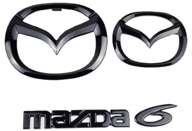 LFWCZS vorne hinten Ersatz Emblem Kit für Mazda 6 Sedan 2010 2011 2012,Schwarz Kühlergrill Kofferraum Plakette Zeichen Badge Aufkleber Logo 3D Metall Kfz Dekor Tuning Zubehör,just Rear Logo