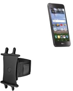 BoxWave Holster Compatible with LG Rebel 2 - ActiveStretch Sport Armband, Adjustable Armband for Workout and Running - Jet Black