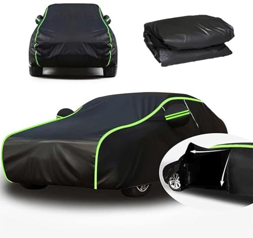 Auto Abdeckplane Outdoor für 𝖥𝗂𝖺𝗍 500 Abarth,wasserdichte Vollgarage Autoplane mit Reißverschlusstür Oxford-Stoffbelüftung