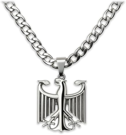 Soul-Cats Halskette mit Bundesadler Anhänger aus 316L Edelstahl, handpoliert, in Silber oder Gold, verschiedene Ketten & Längen 55–70 cm, Geschenkverpackung