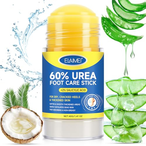 60% Urea Cream Stick plus 2% Salicylic Acid, Maximum Strength Urea Foot Cream Callus Remover for Dry Cracked Heels, Hands, Knees,Exfoliating Moisturizer, Dead Skin Remover Foot Balm 1.4oz (1pcs)