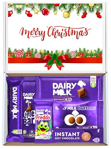 Sweetie Gift Christmas Chocolate Gift Hamper Box | Assortment of Dairy Milk Selections | Sweet Treat Gift Box for Christmas | Hamper with Hot Chocolate | Letter Box Friendly | For Chrismas