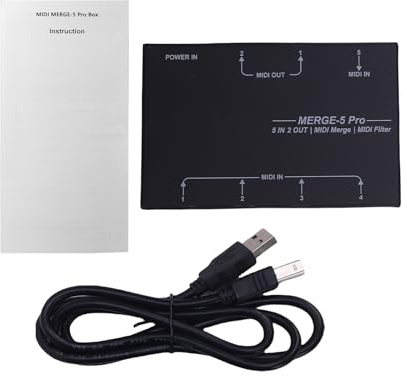 Xtahdge 5 ingressi MIDI a 2 uscite MIDI interfaccia da USB a convertitore, suddivisioni in materiale premium, pad e tastiera, nero