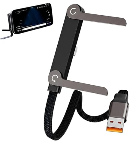 LKJAUOZ 1 Pezzi Cavo USB C a USB C 240W con supporto telefono pieghevole,Ricarica rapida PD 240W, design a T per carica stabile, cavo intrecciato 1,5 m, uso orizzontale e verticale