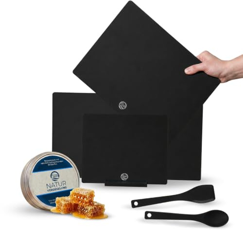 Oceanwash Schneidebrett Set + Naturversiegelung, lebensmittelgeeignetes Resin und Holzfaser, 3 Stück Holzschneidebrett, antibakterielles Cutting Board, spülmaschinenfest bis 60°C