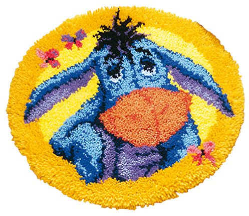 Vervaco PN-0014706 Formteppich Eeyore Knüpfpackung zum Selbstknüpfen eines Teppichs, Stramin, weiß, 50 x 50 x 0,30 cm