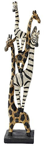 Design Toscano QS92050 Zèbre et Girafe Ménagerie Africaine Statuette de Totem, Multicolore, 9 x 11.5 x 49.5 cm