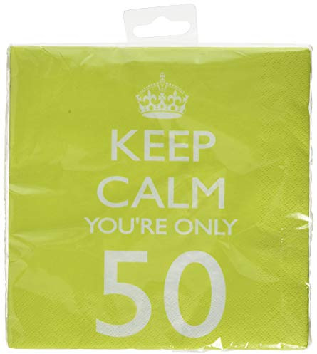 Neviti 597765 Servietten zum 50. Geburtstag „Keep Calm You‘re Only 50“, Gelb