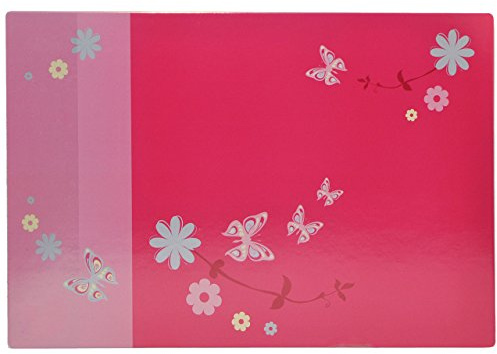 alles-meine.de GmbH Schreibtischunterlage Blumen pink 60 cm * 40 cm - PVC Unterlage/Knetunterlage/Schreibunterlage/Tischunterlage Blume rosa geblümt Schmetterling