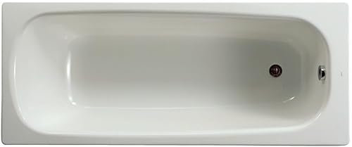 Baignoire CONTESA 150x70cm, en acier émaillé (épaisseur 1,5mm), bord plat, non percée, avec pieds métal à visser, fond l