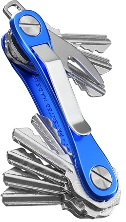 KeySmart Rugged - Multitool Key Holder for Keychain w/Bottle Opener and Pocket Clip, Key Organizer for Key Chain, EDC Keychains, Key Ring for Car Fobs Key Chains, Expandable (Up to 14 Keys, Blue)