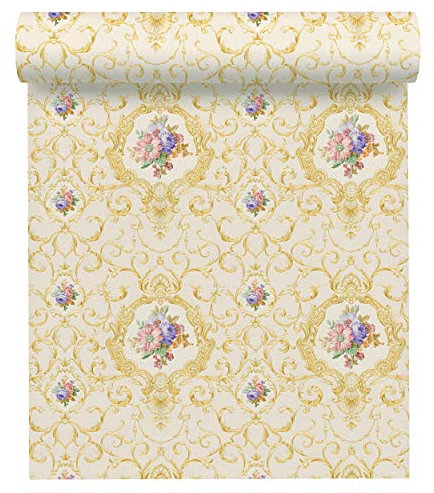 A.S. Creation 343911 34391-1 Chateau 5 Papier peint intissé avec ornements baroques 10,05 x 0,53 m Crème métallisée Fabriqué en Allemagne