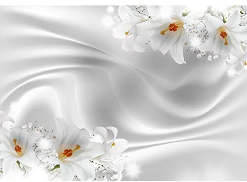 Runa Art Fototapeten 396 x 280 cm Blumen Lilien - Vlies Wanddekoration Wohnzimmer Schlafzimmer - Deutsche Manufaktur - Weiss 9186012a