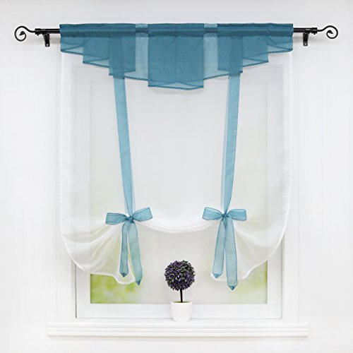 Joyswahl Neu Raffrollo Voile Raffgardinen mit Stangendurchzug und mit Kräuselband BxH 100x140cm Blau 1er Pack