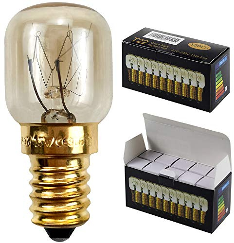 Kleine Glühlampe für Mikrowelle/Backofen, 10 Stück/Packung, SES/E14-Schraubsockel, für bis zu 300 Grad, E14 15.00W 240.00V