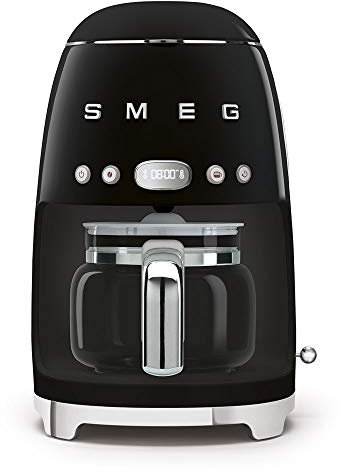 Smeg DCF02BLUK Drip Coffee Machine, Auto-Start Mode, Reuseable Filter, Digital Display, Anti-Drip System, Aroma Intensity Option, 1.4 Litre Tank, Black