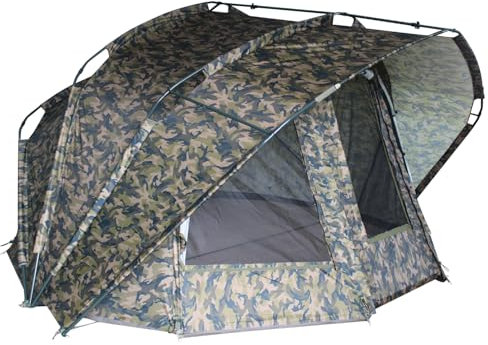 MK-Angelsport Fort Knox 2.0 Ghost 3-4 Personen Angelzelt | Innenhöhe 1,9m | BxTxH : 3,54 m x 3,75 m Karpfenzelt Dome | wasserfestes und temperaturstabiles Angelzelt, inkl. Gummihammer 1-2