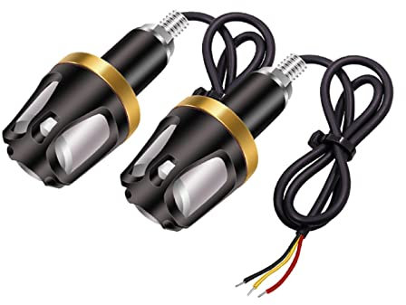 YnGia 2PCS Manubrio Indicatore di direzione Moto LED Manubrio Luce, ambra e bianca Indicatore di direzione laterale Maniglia universale Manopola Indicatore di fine barra per ATV Electrombile Scooter