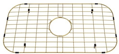 Lonsince Kitchen Sink Grid,Sink Grate 26 1/8 X 14 1/16,Sink Protectors for Kitchen Sink,Sink Grid Center Drain for Single Bowl Kitchen Sink,Gold Color