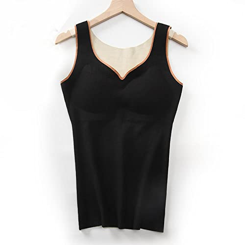 YUNHOME Angelweste Große Größe Weste Warme Weste Winterweste Samt Thermounterwäsche Damen Bottoming Shirt Herbst Weste Plus Size Damen Warme Weste Herbst Und Winter-Schwarz_L (Empfohlen 85-110 Kg)