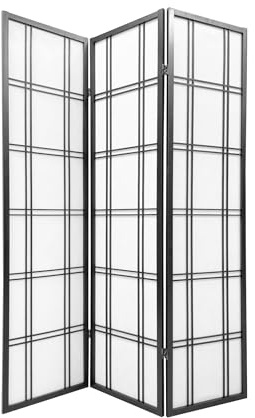 Fine Asianliving Paravent Japanische Trennwand Shoji B135xH180cm Raumteiler Schwarz - Isumi Japanische Paravent Raumteiler Shoji Raumtrenner Spanische Wand Sichtschutz Trennwand