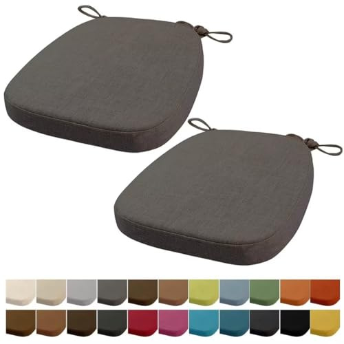 Orumrud 40x38x33CM(3CM Dicke) Stuhlkissen, Gartenstuhl Sitzkissen, Esszimmerstuhl Sitzkissen, waschbar, mit Reißverschluss, Riemen, rutschfestes Sitzkissen für Gartenstuhl (Dunkel Grau 2 Stück)