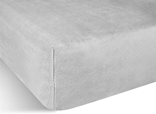 Flanell Spannbettlaken - Kuscheliges Bettlaken mit Cashmere Touch und 35 cm Steghöhe - Winter Spannbetttuch für 90x200, 100x200, 140x200 und 180x200 Farbe Hellgrau Größe 140 cm x 200 cm