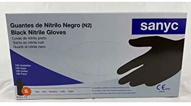 Genérico Sanyc guantes nitrilo caja 100 unidades (XL, negro)