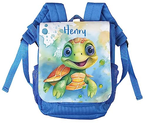 Striefchen® süßer Schildkröten Kinderrucksack personalisiert Kindergartenrucksack Jungen mit niedlichen Turtelmotiv Rucksack Kindergarten Tasche mit Brustgurt