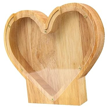 Spardose aus Holz, Herzform, für Kinder, Geldscheine für Wohnzimmer, Schlafzimmer, Tischdekoration, Geschenke