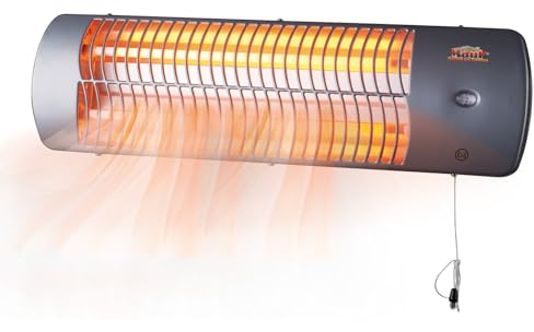 MAUK® Infrarot Heizstrahler Quarzröhren Heizgerät 2 Stufen Heizung - 1200W | Flachheizkörper mit Wandhalterung, Zugschnur & einstellbarem Neigungswinkel