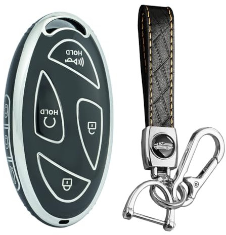 KUNIO Keyless Schlüsselhülle Passt für Hyundai Ioniq 6 Grandeur GN7 KONA 2023 Autoschlüssel Hülle TPU Schutzhülle Schlüsselcover Schlüsselanhänger 7 Tasten A Schwarz