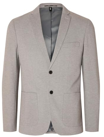SELETED HOMME Herr Slhslim-Delon Jersey BLZ Flex Noos Blazer, Ljusgrå melange, 52