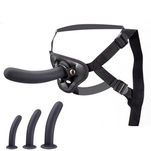 Axcroo Strap on Lesben Umschnalldildo Umschnall Penis Analplug Anal Dildo mit Einstellbar Harness Strapon Butt Plug Analdildo G-Punkt Masturbator SM Erotik Sex Spielzeug für Manner Frauen Paare (S)