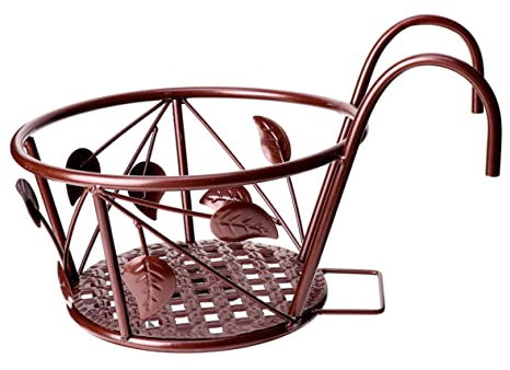 INOOMP Support Mural à Suspendre pour Plantes Et Bonsaïs en Fer Style Feuille, Balcon Et Fenêtre, Porte-Fleurs Décoration Bronze, Support Pot De Fleurs Solide Et Décoratif