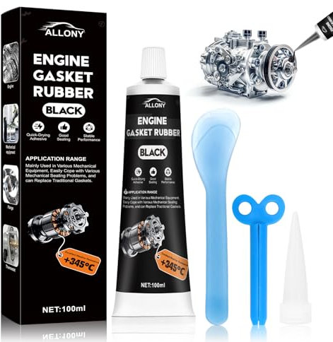 Allony Pasta Nera Guarnizioni Motore, Silicone Alte Temperature, Sigillante Motore Alte Temperature, Silicone Nero, Adatto per Lo Sgombero di Attrezzature Meccaniche Come Motori, Nero, 100 ml