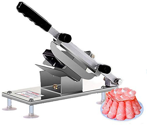 CUTPOIY Frozen Meat Slicer Manual Frozen Meat Slicer Hand Meat Slicing Machine Stainless Steel Beef Mutton Roll Meat Slicer for Hot Pot Shabu