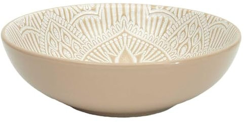 HOME DECO FACTORY, KA0456, Piatto Fondo Elegante in Ceramica Beige, Design Raffinato, Ideale per Zuppe e Pasta, Facile Manutenzione, Resistente, 185 cm, Beige