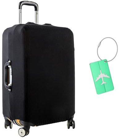 Anseom Resväska skydd, elastiskt resebagage skydd bagageskydd för 45 – 76 cm resväska skyddande fodral svart bagageskydd för resor med bagagelapp